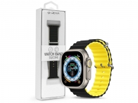 Apple Watch szilikon sport szíj   Deluxe Series Sport6 Silicone Two tone Watch  Band   42 44 45 49 mm   black yellow eladó