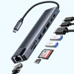 Devia USB Type C   PD  +  USB C  +  USB2 0  +  2xUSB 3 0  +  HDMI  +  VGA  +  RJ45  +  SD TF  + Audio3 5 elosztó adapter laptop állvány   Devia Leopard Series 11 in 1 Hub      szürke eladó