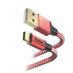 HAMA USB A   Type C adat  és töltőkábel 1 5 m es vezetékkel   HAMA Reflective   USB A   USB C Cable   piros eladó