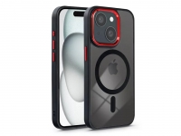 Apple iPhone 15 Pro Max szilikon hátlap   Edge Mag Cover   fekete piros átlátszó eladó